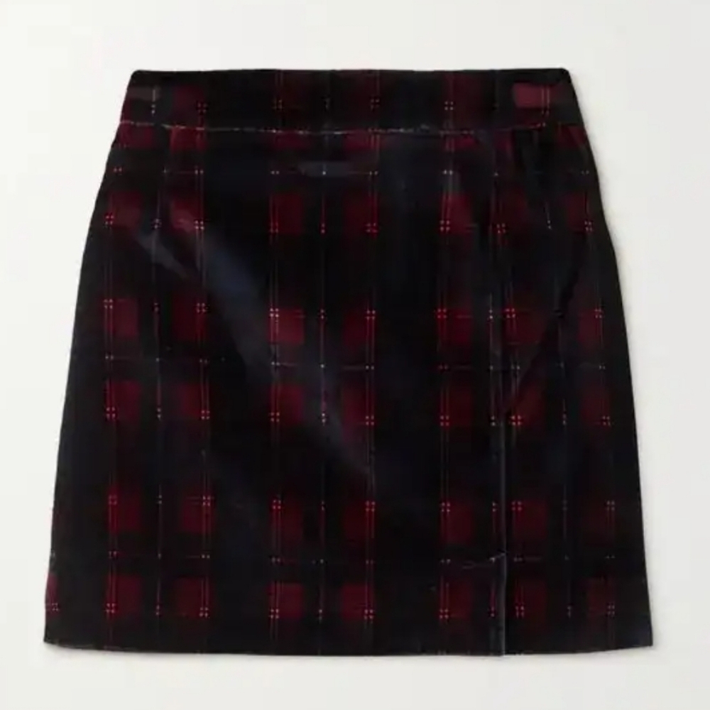 Bella Freud Velvet Tartan Checked Plaid Mini Skirt